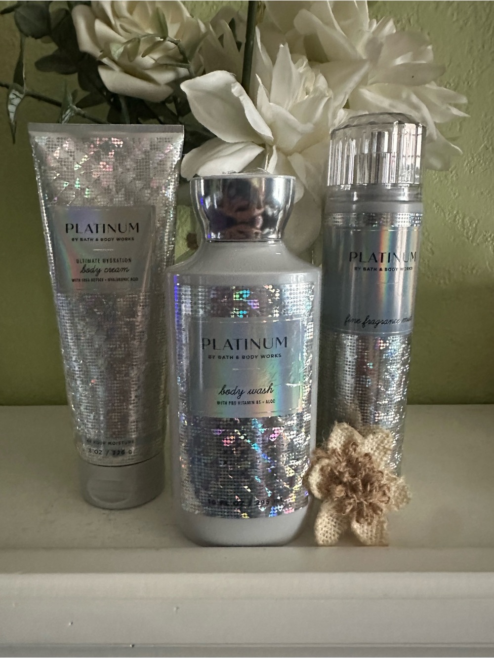Bath & Body Works Platinum Body Wash & Lotion , Fragrance mist (3) Pc set